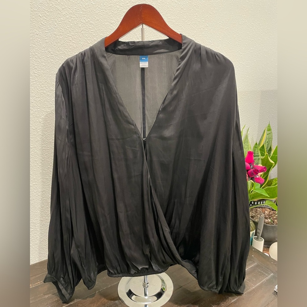 Old Navy Black Wrap Blouse